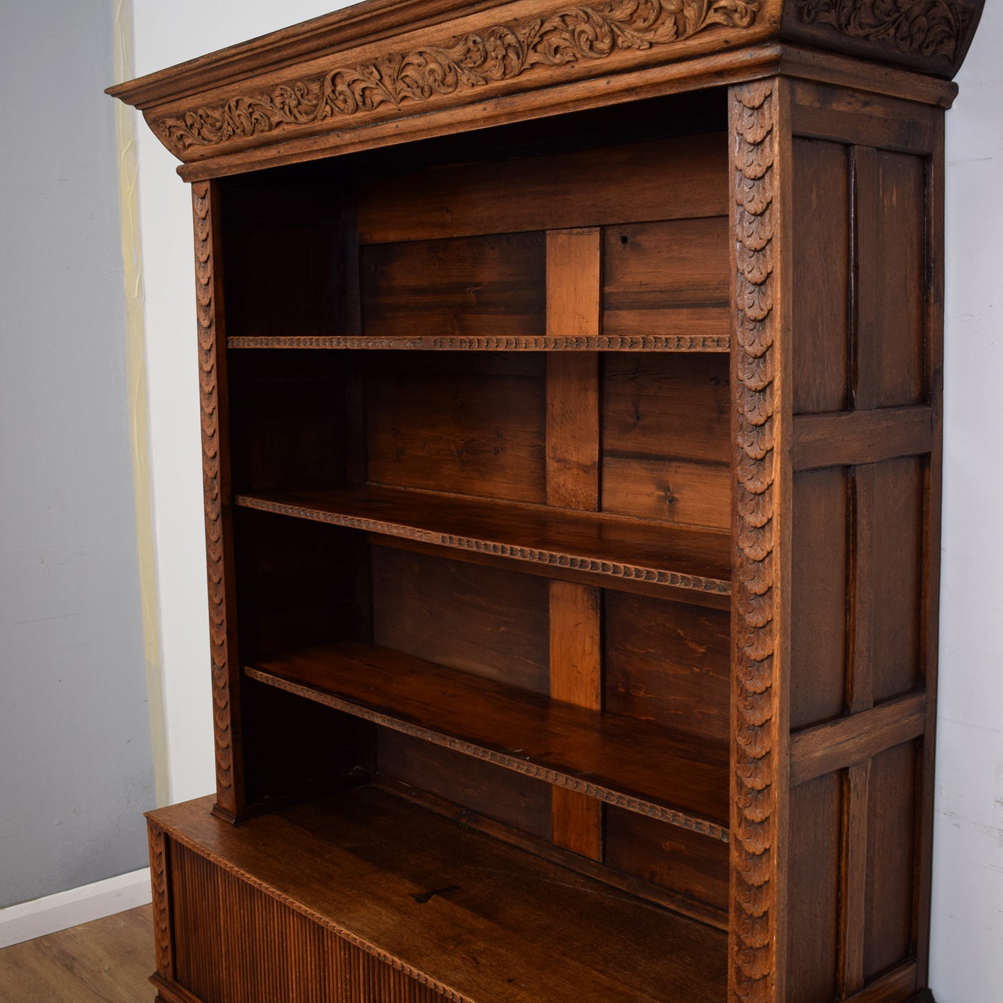 Antique Carved Oak Bookcase