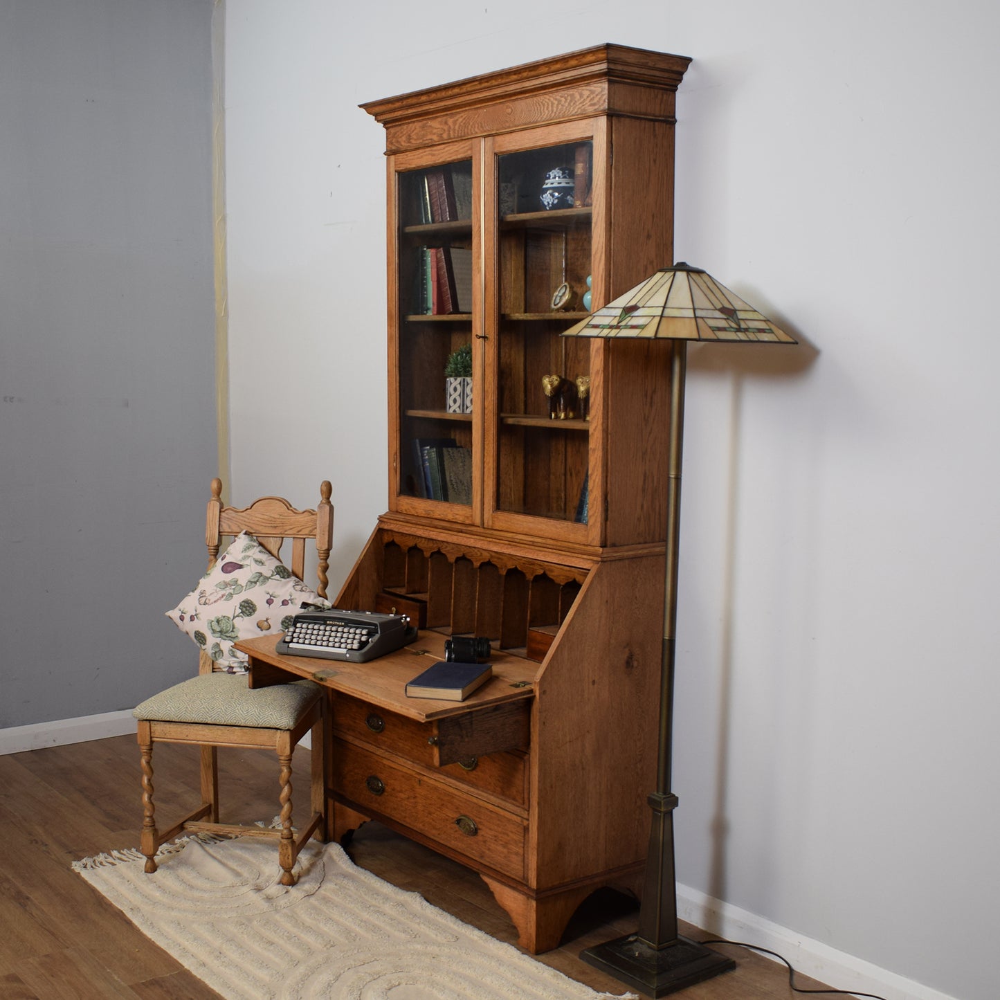 Restored Antique Oak Bureau Bookcase