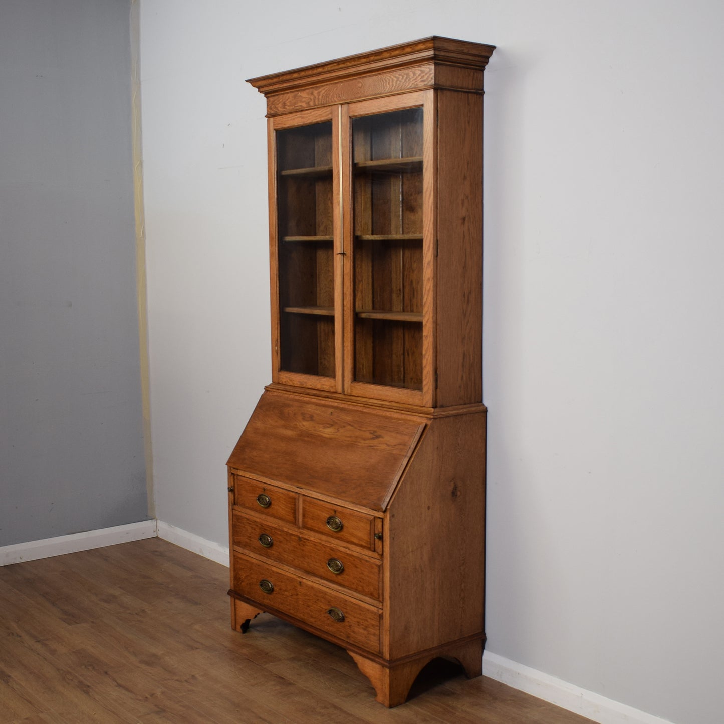 Restored Antique Oak Bureau Bookcase