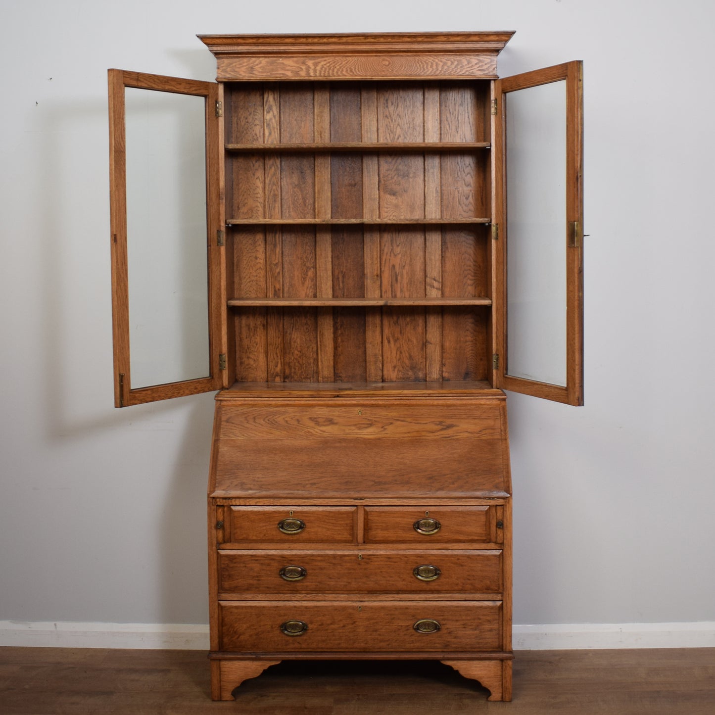 Restored Antique Oak Bureau Bookcase