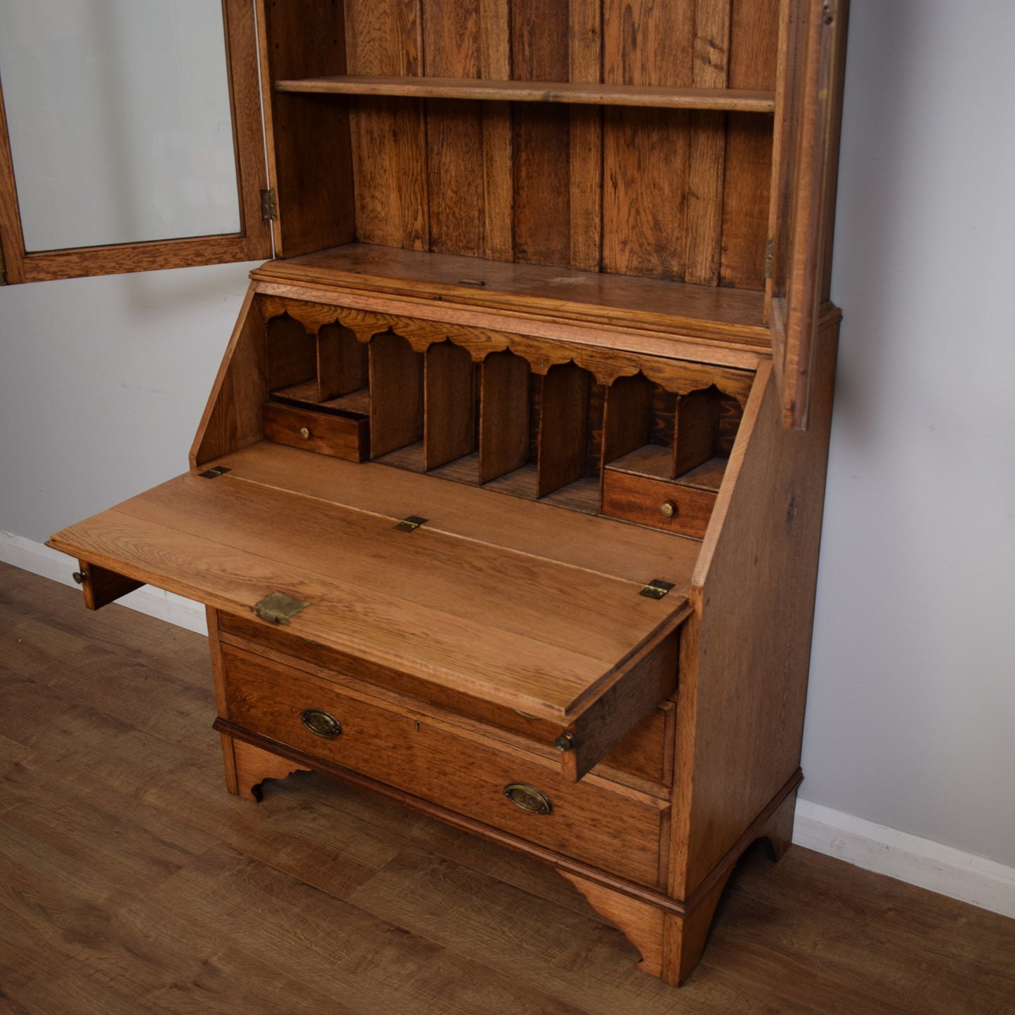 Restored Antique Oak Bureau Bookcase