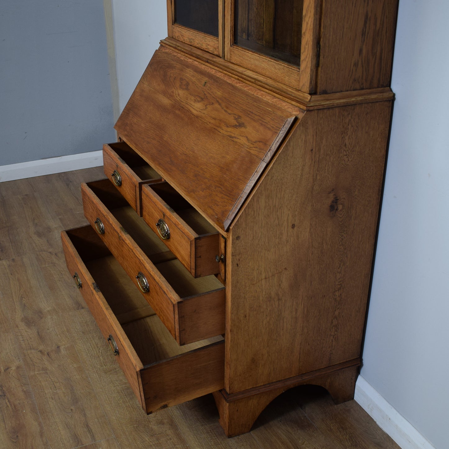Restored Antique Oak Bureau Bookcase