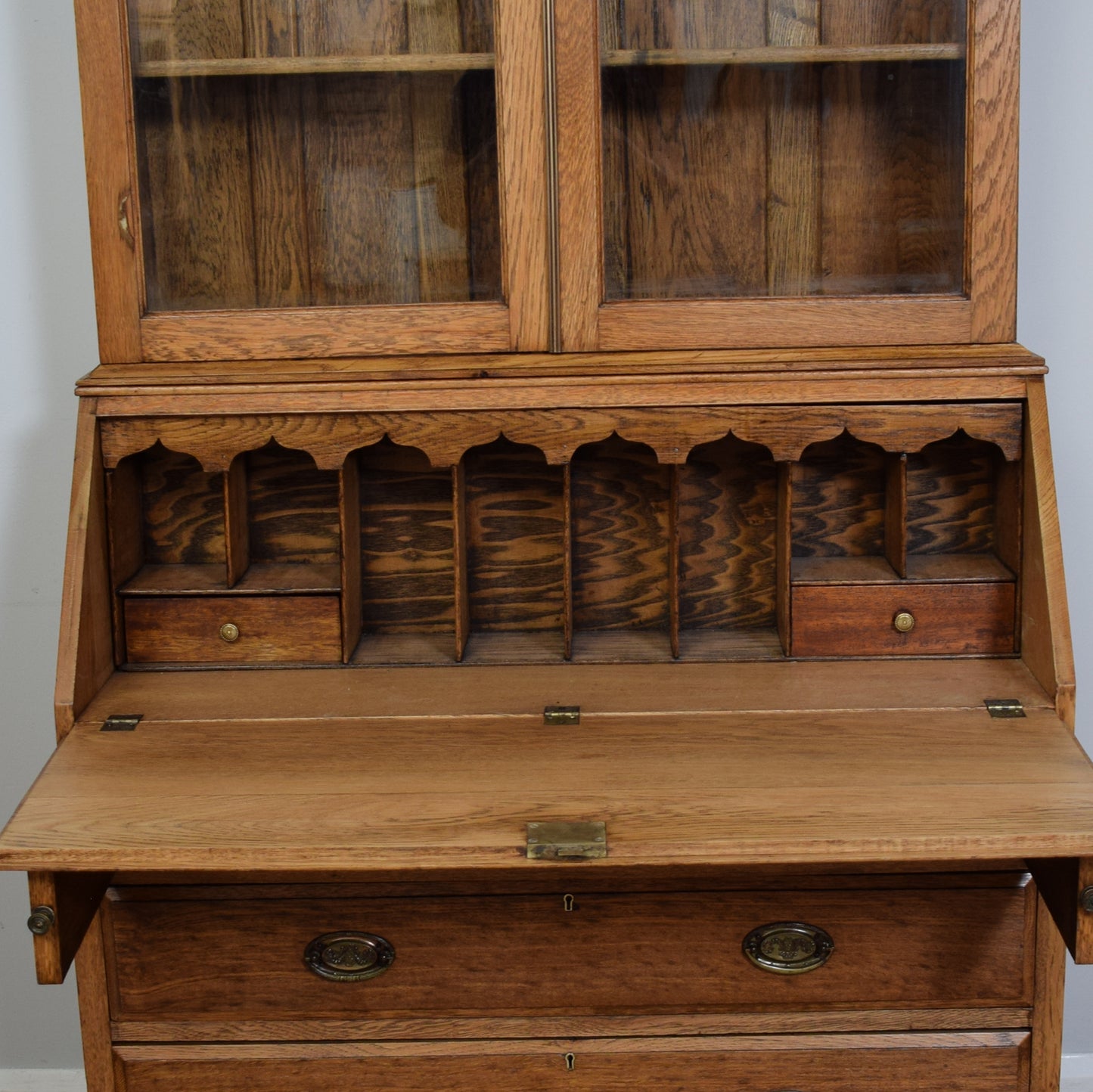 Restored Antique Oak Bureau Bookcase