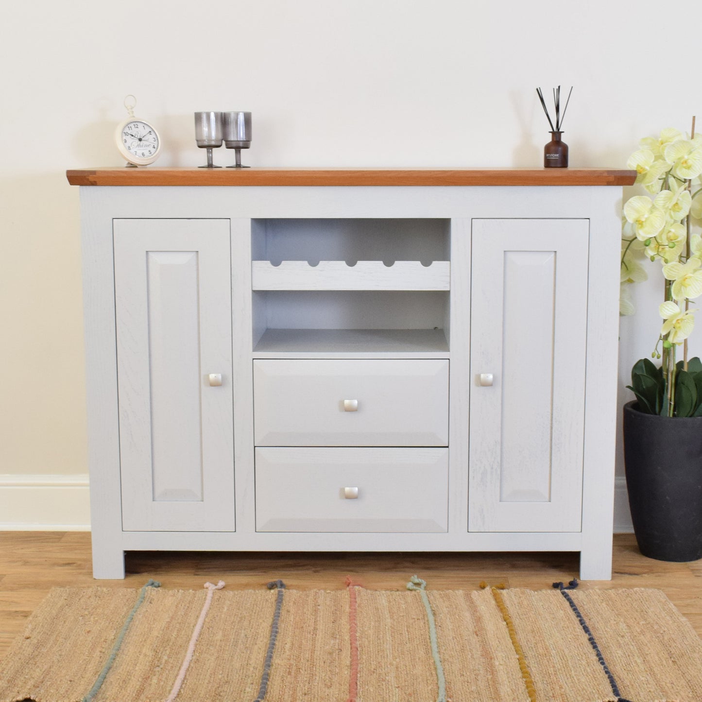 Painted Sideboard With Wine Rack