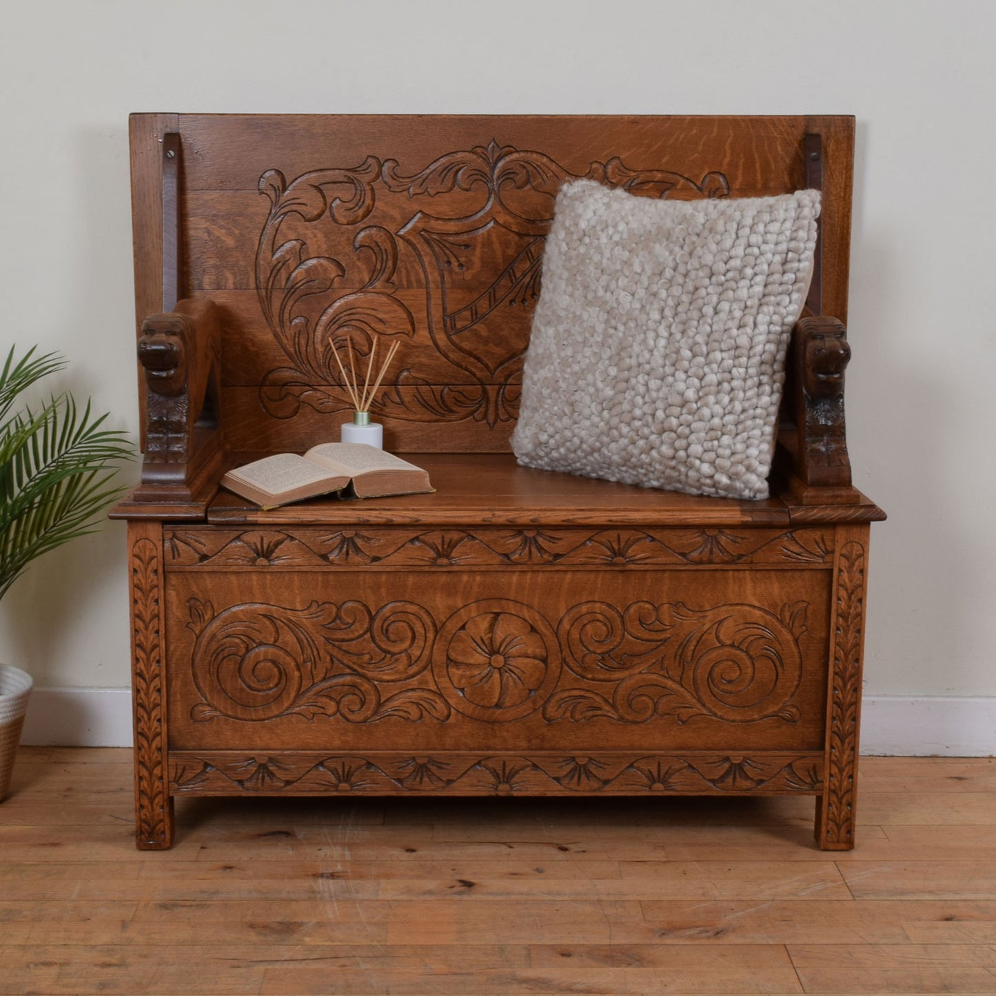Large Oak Monks Bench