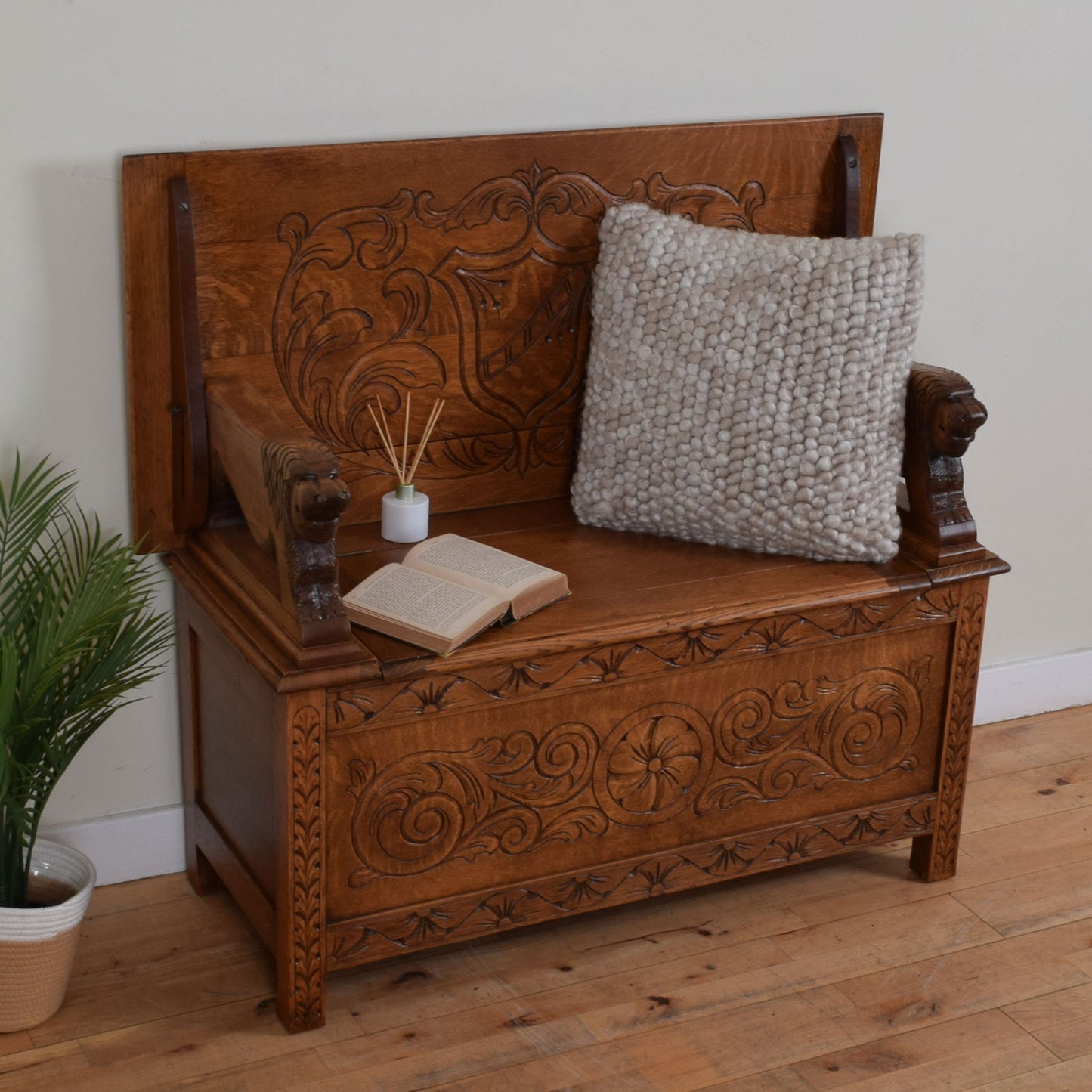 Large Oak Monks Bench