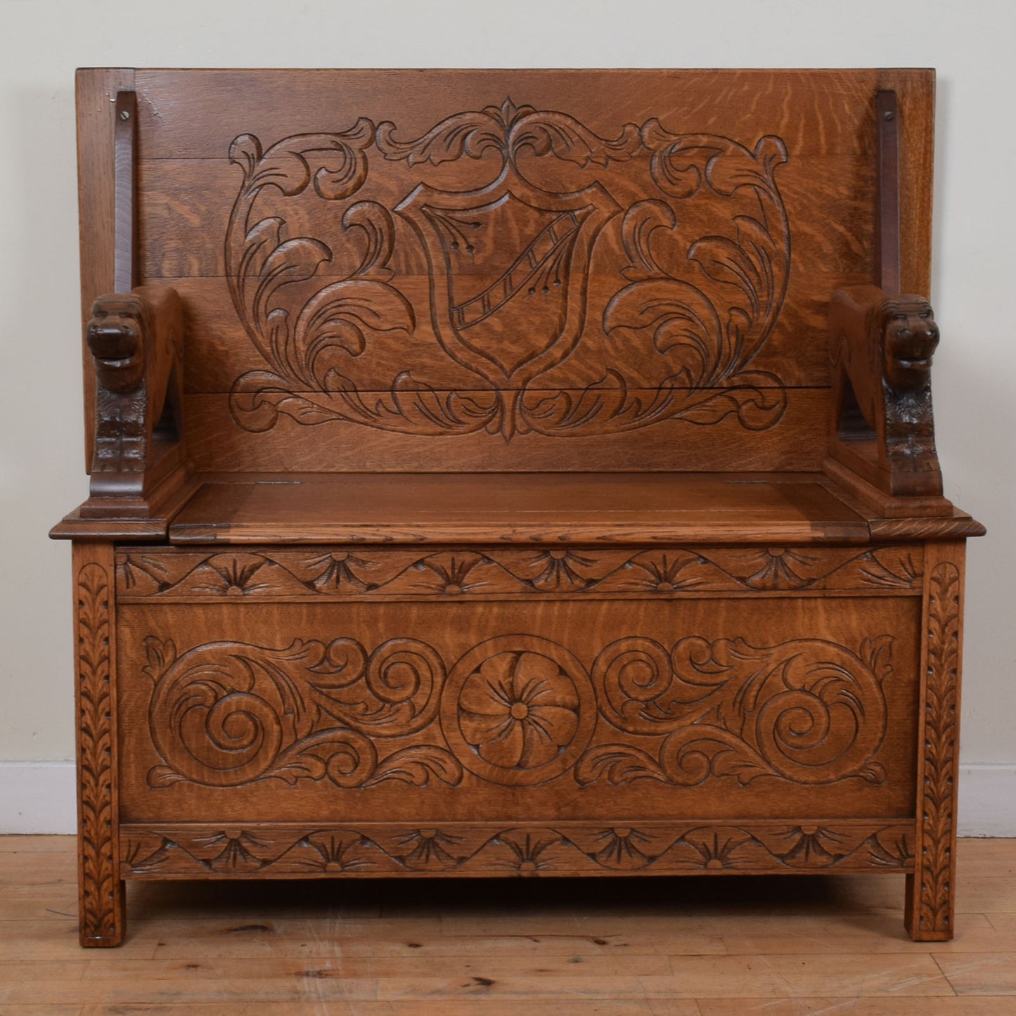 Large Oak Monks Bench