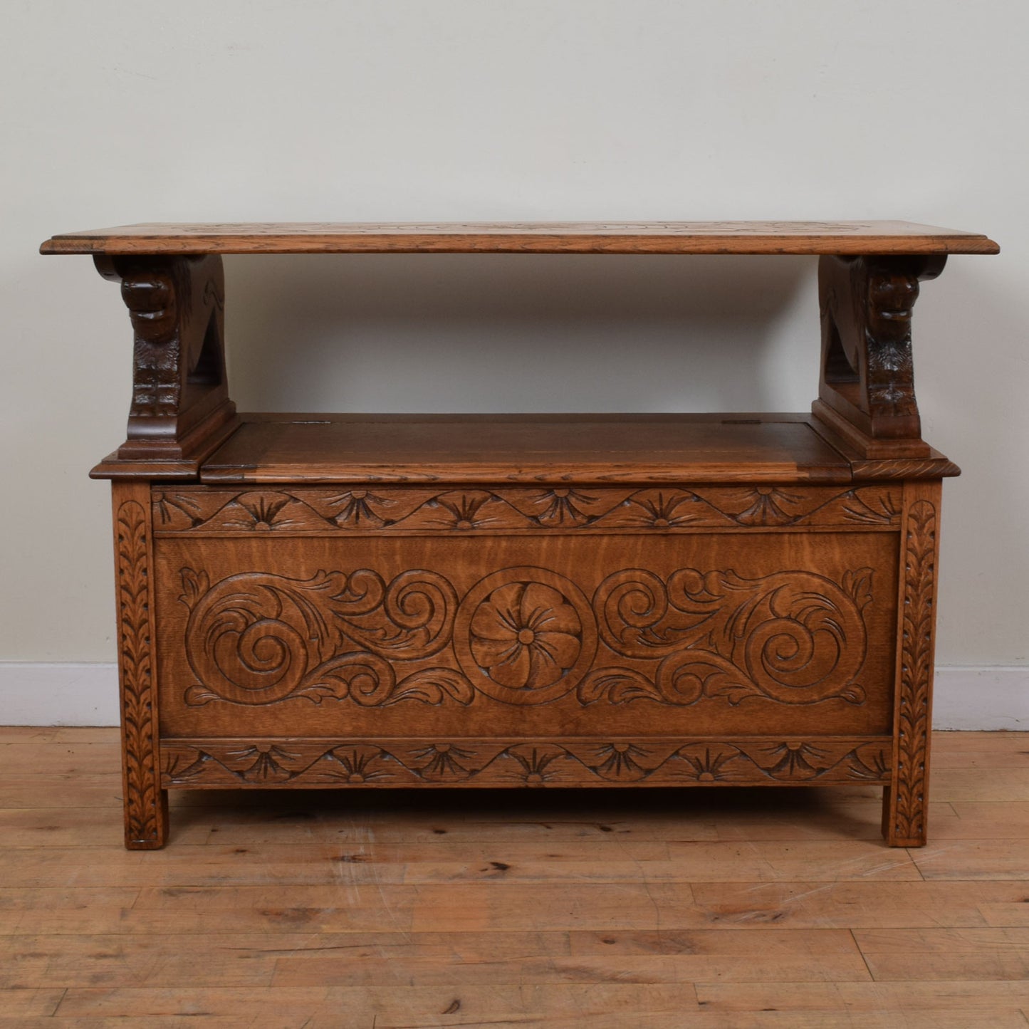 Large Oak Monks Bench