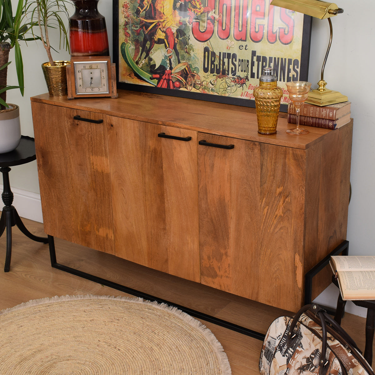 Mango Wood & Metal Industrial Style Sideboard