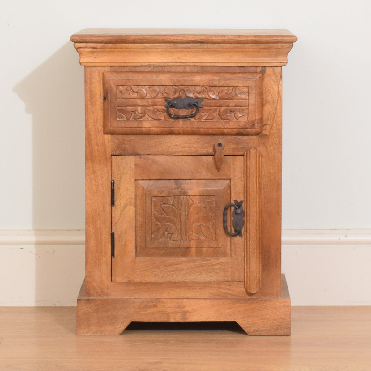 Carved Mango Bedside Cabinet