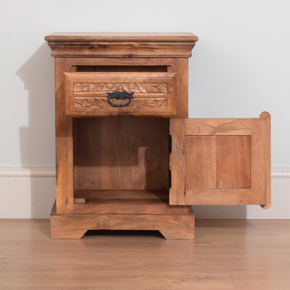 Carved Mango Bedside Cabinet