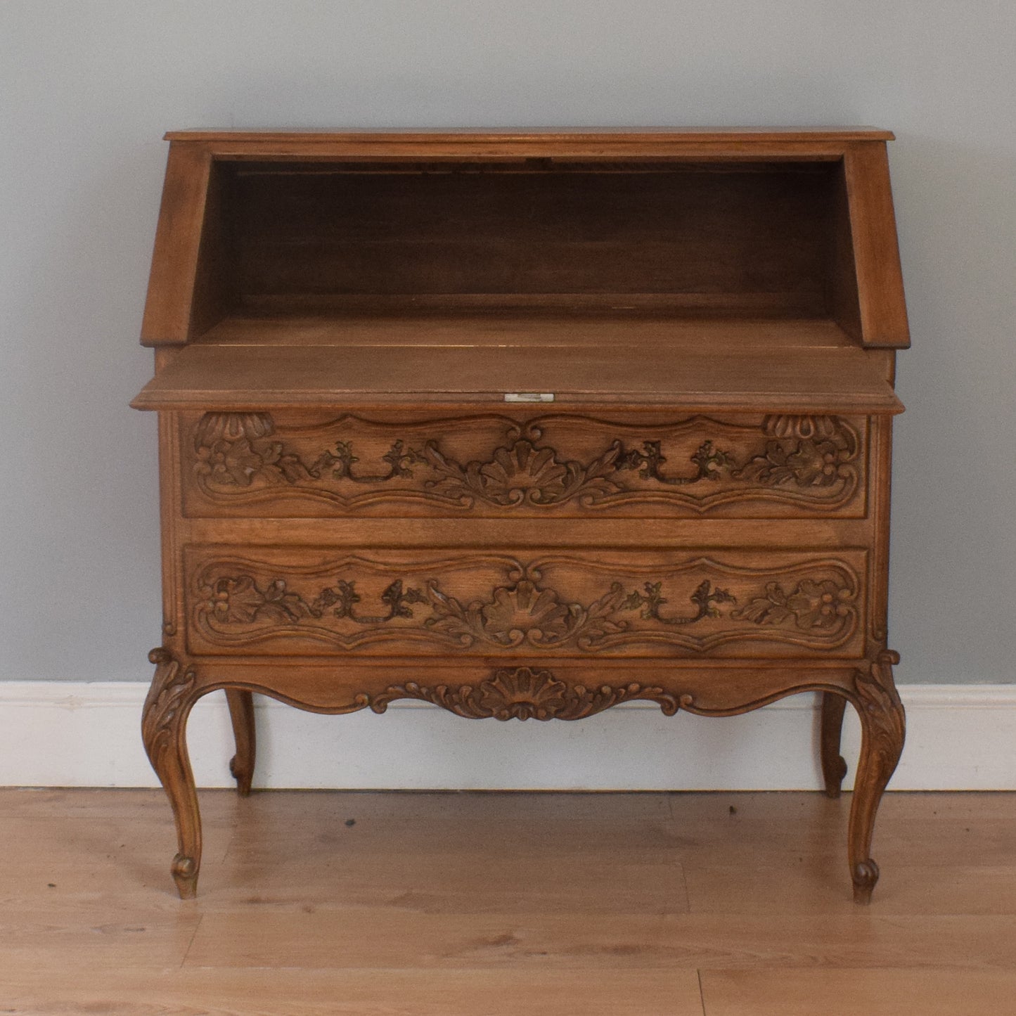 French Carved Oak Bureau