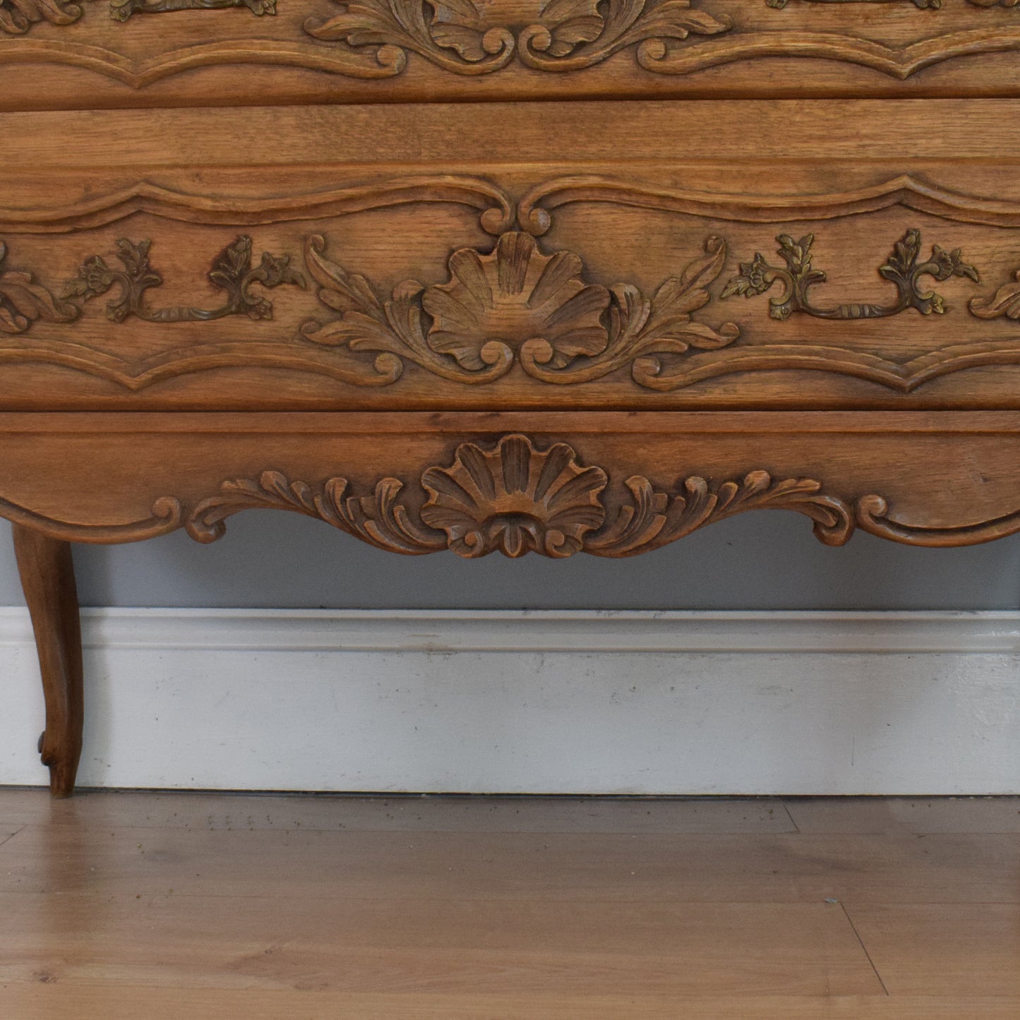 French Carved Oak Bureau
