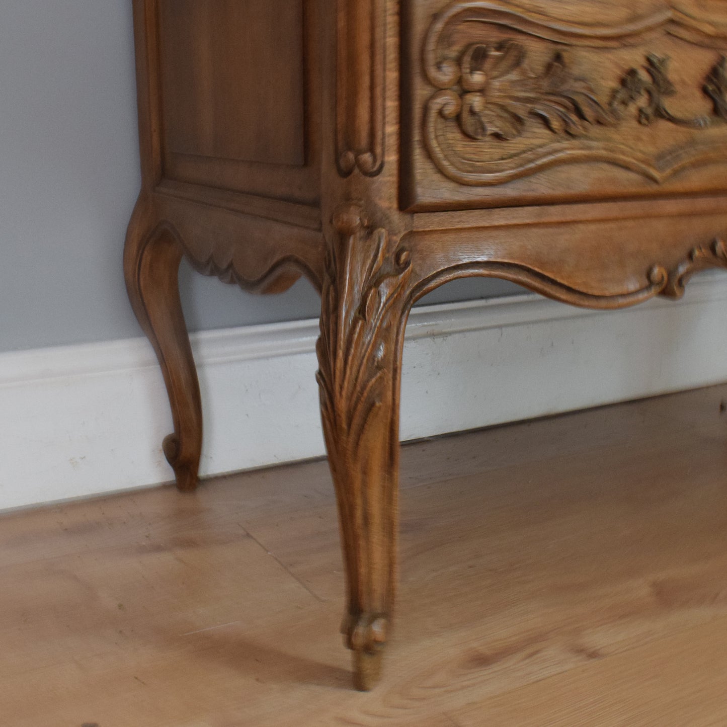 French Carved Oak Bureau