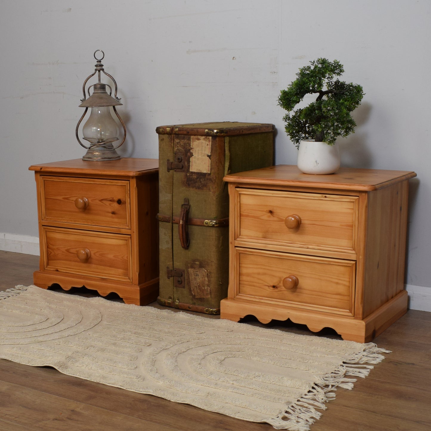 Pair Of Solid Pine Bedsides