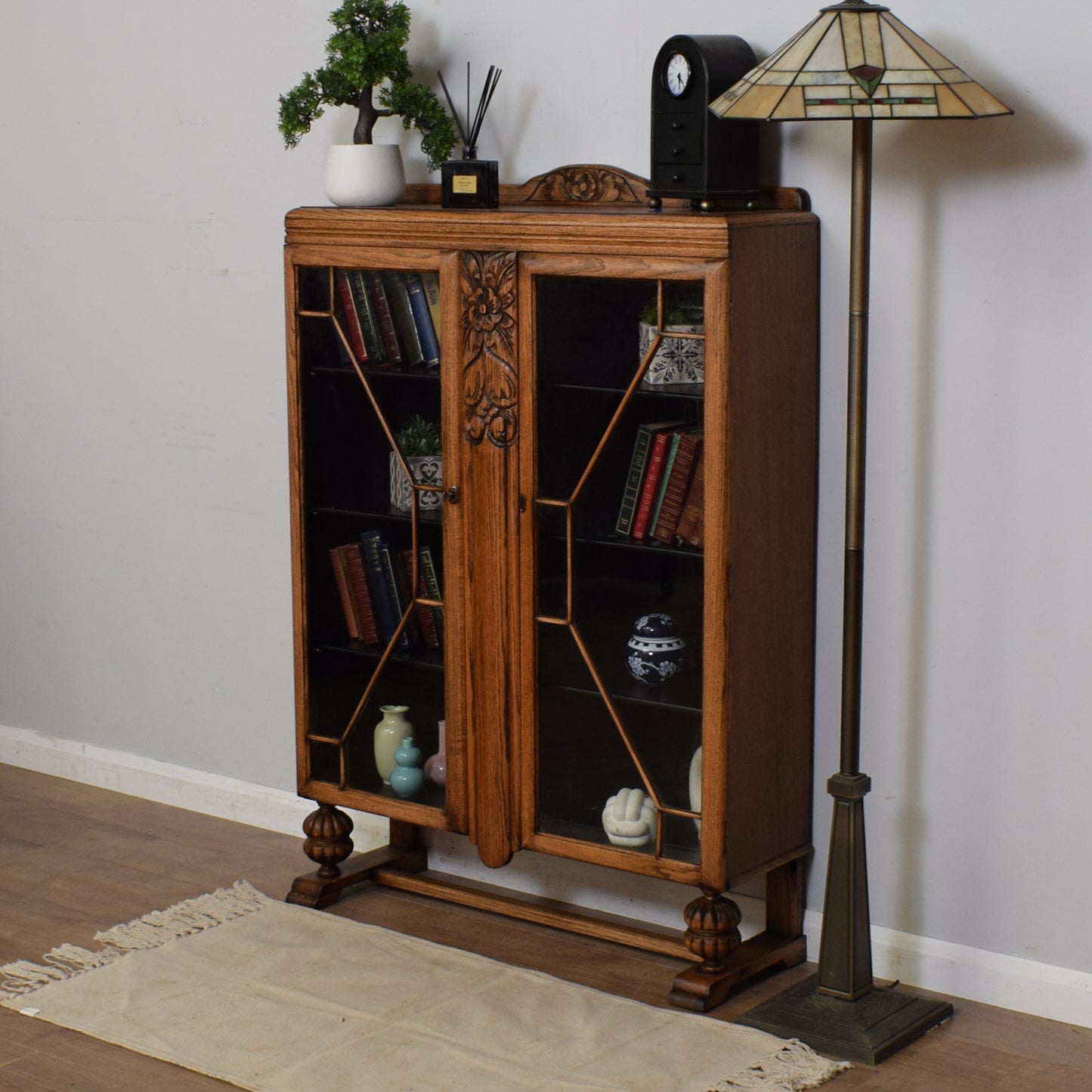 Vintage Glazed Oak Bookcase