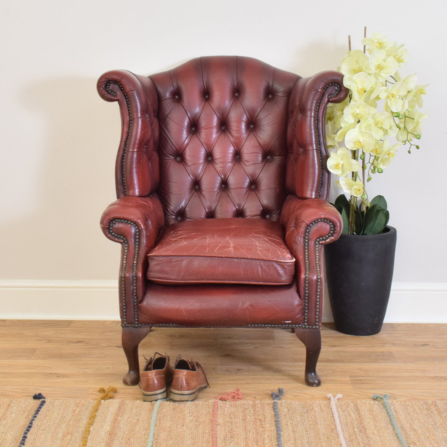 Chesterfield Leather Wingback Armchair