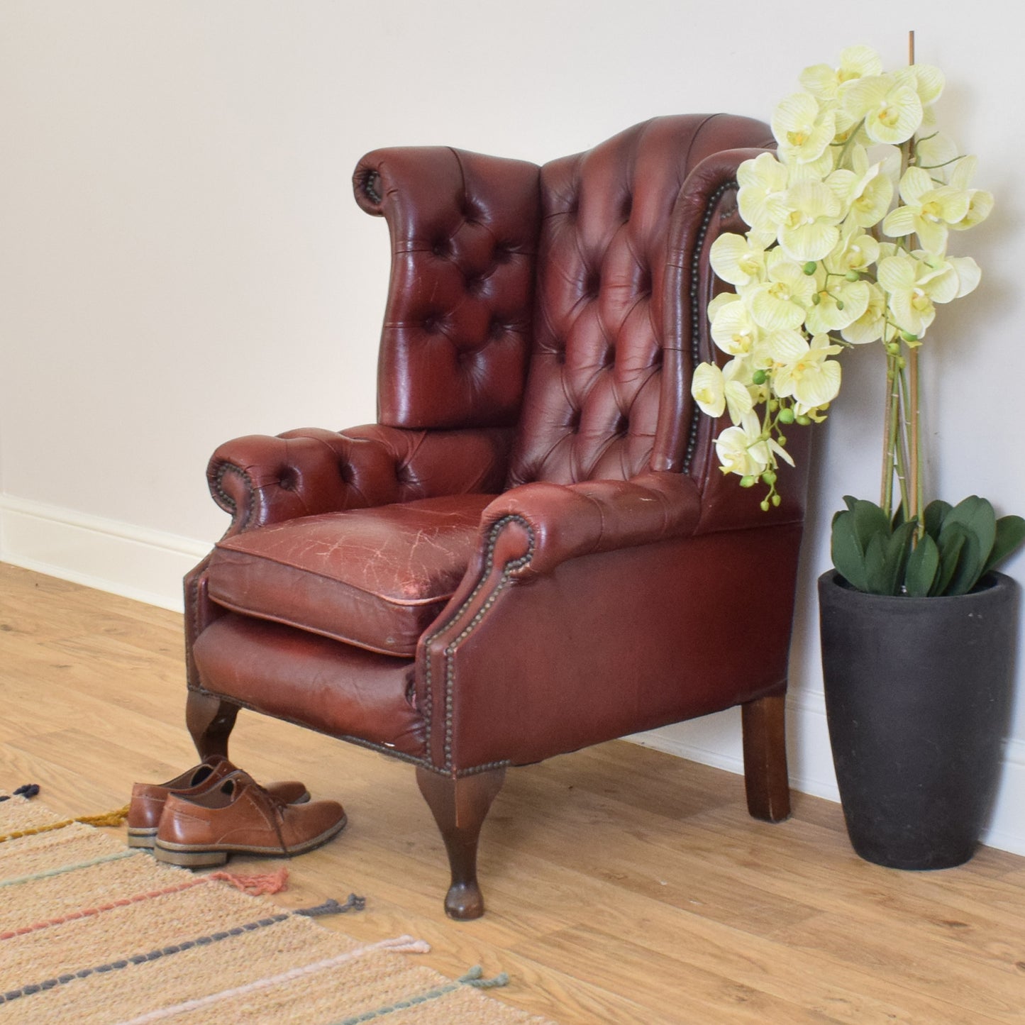 Chesterfield Leather Wingback Armchair