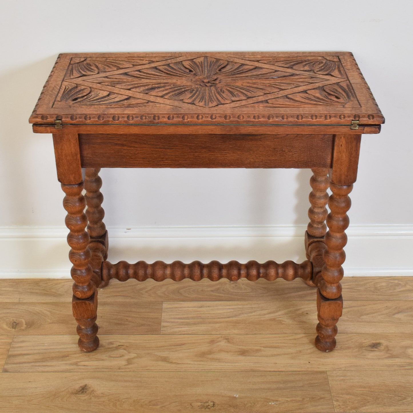 Carved Oak Card Table