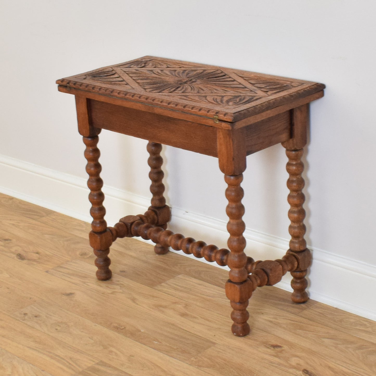 Carved Oak Card Table