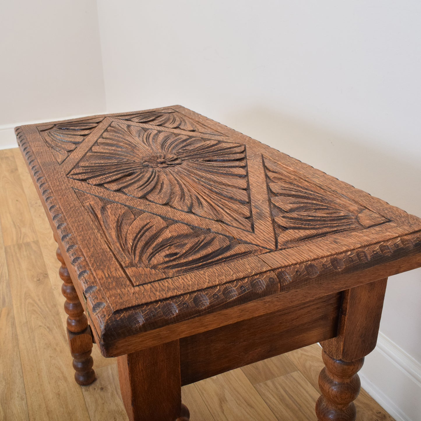 Carved Oak Card Table