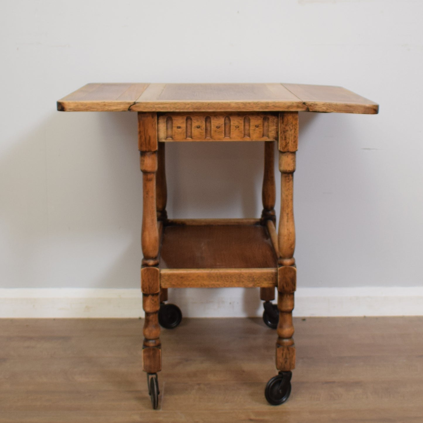 Traditional Oak Drop Leaf Tea Trolley