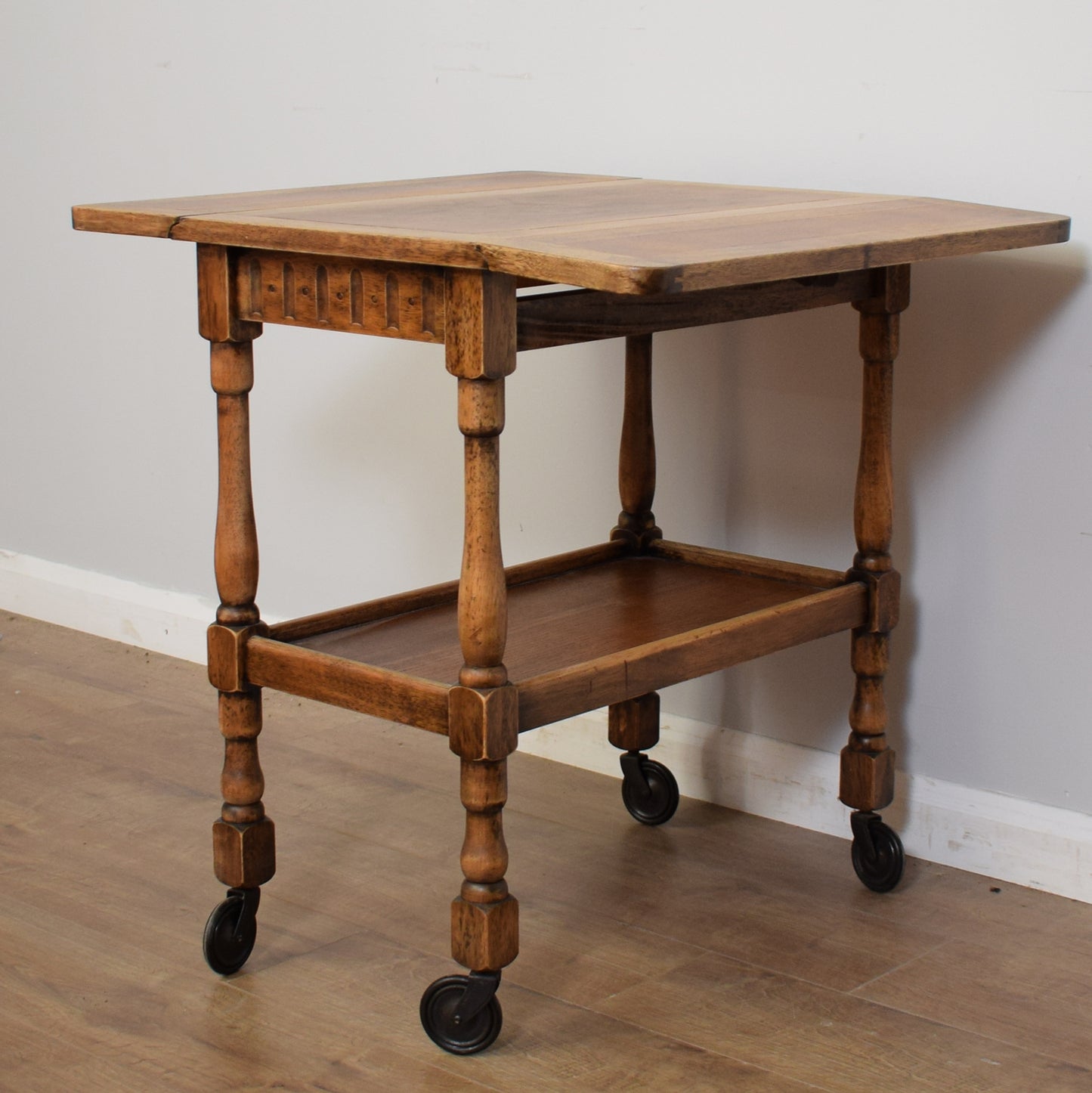 Traditional Oak Drop Leaf Tea Trolley