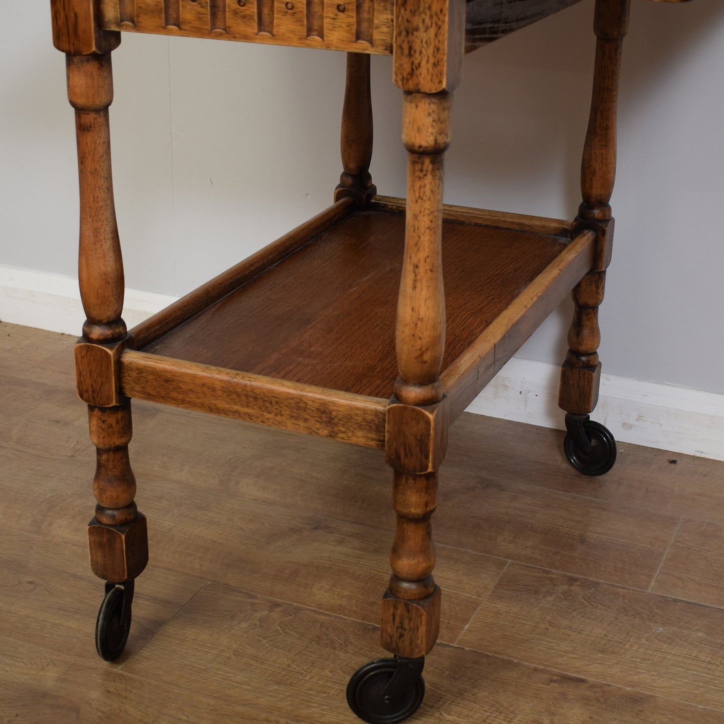 Traditional Oak Drop Leaf Tea Trolley