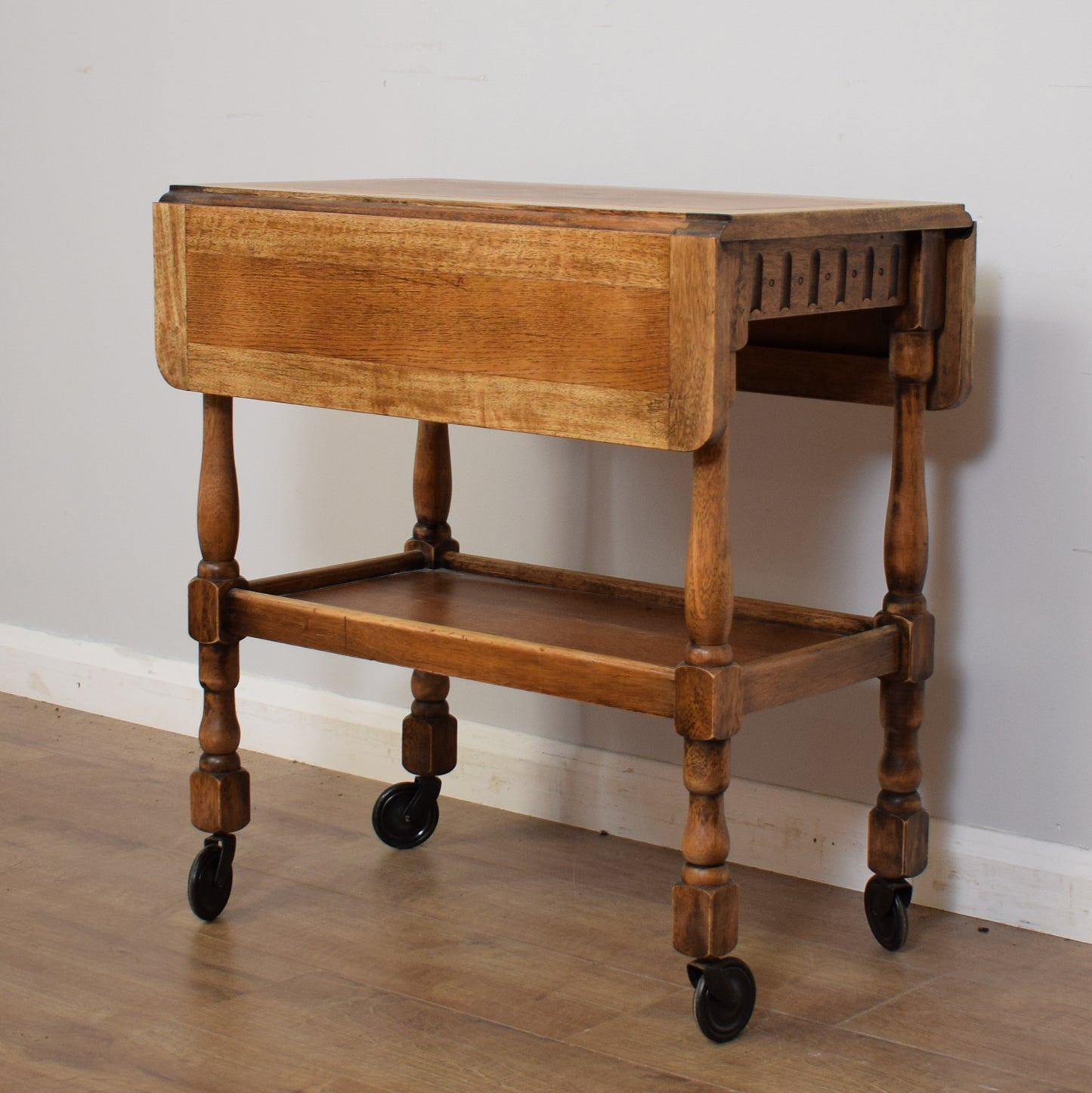 Traditional Oak Drop Leaf Tea Trolley