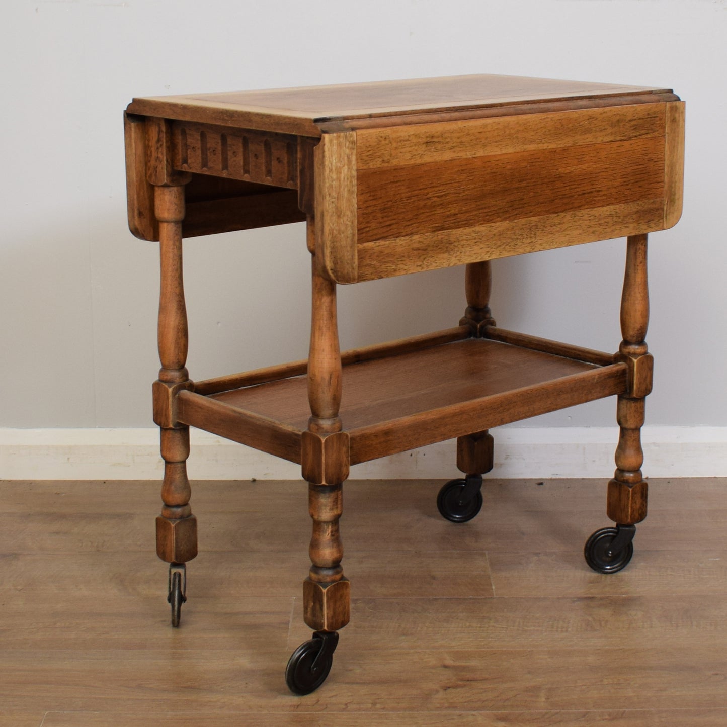 Traditional Oak Drop Leaf Tea Trolley