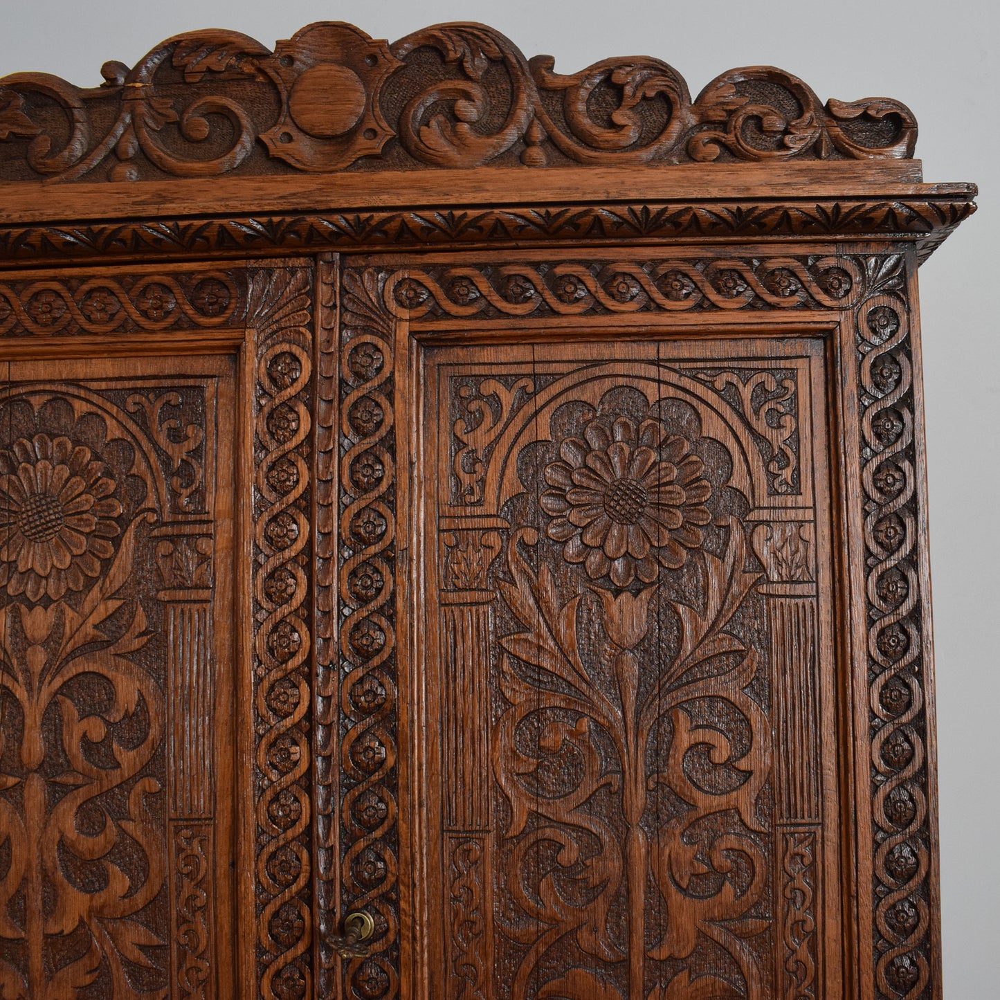Antique Carved Bureau Bookcase