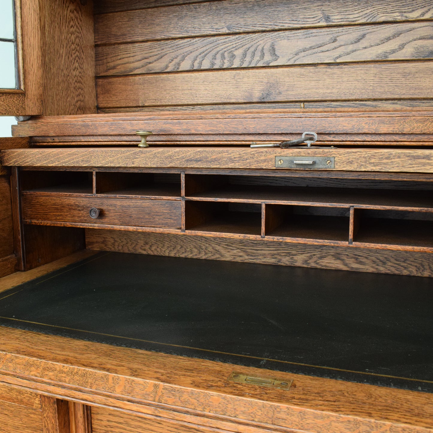 Vintage Oak Roll Top Desk/Bookcase