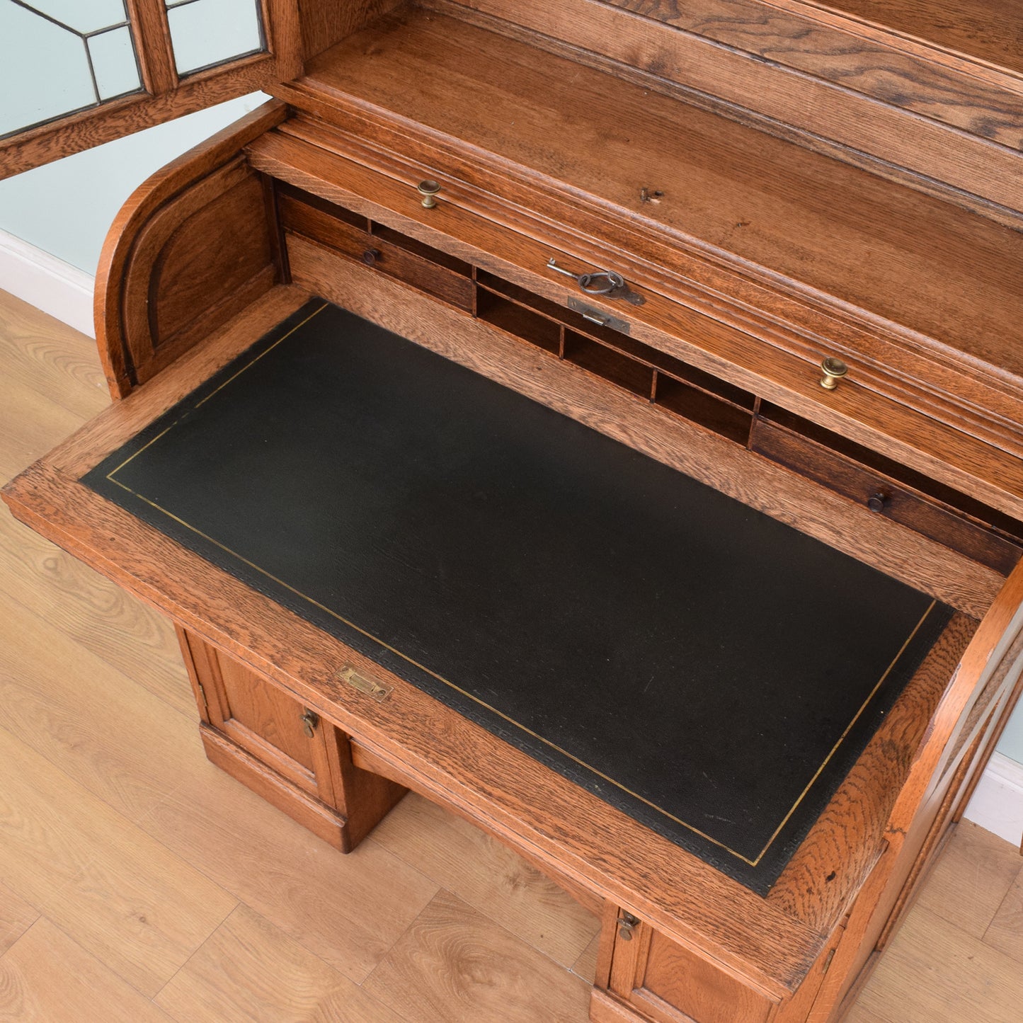 Vintage Oak Roll Top Desk/Bookcase