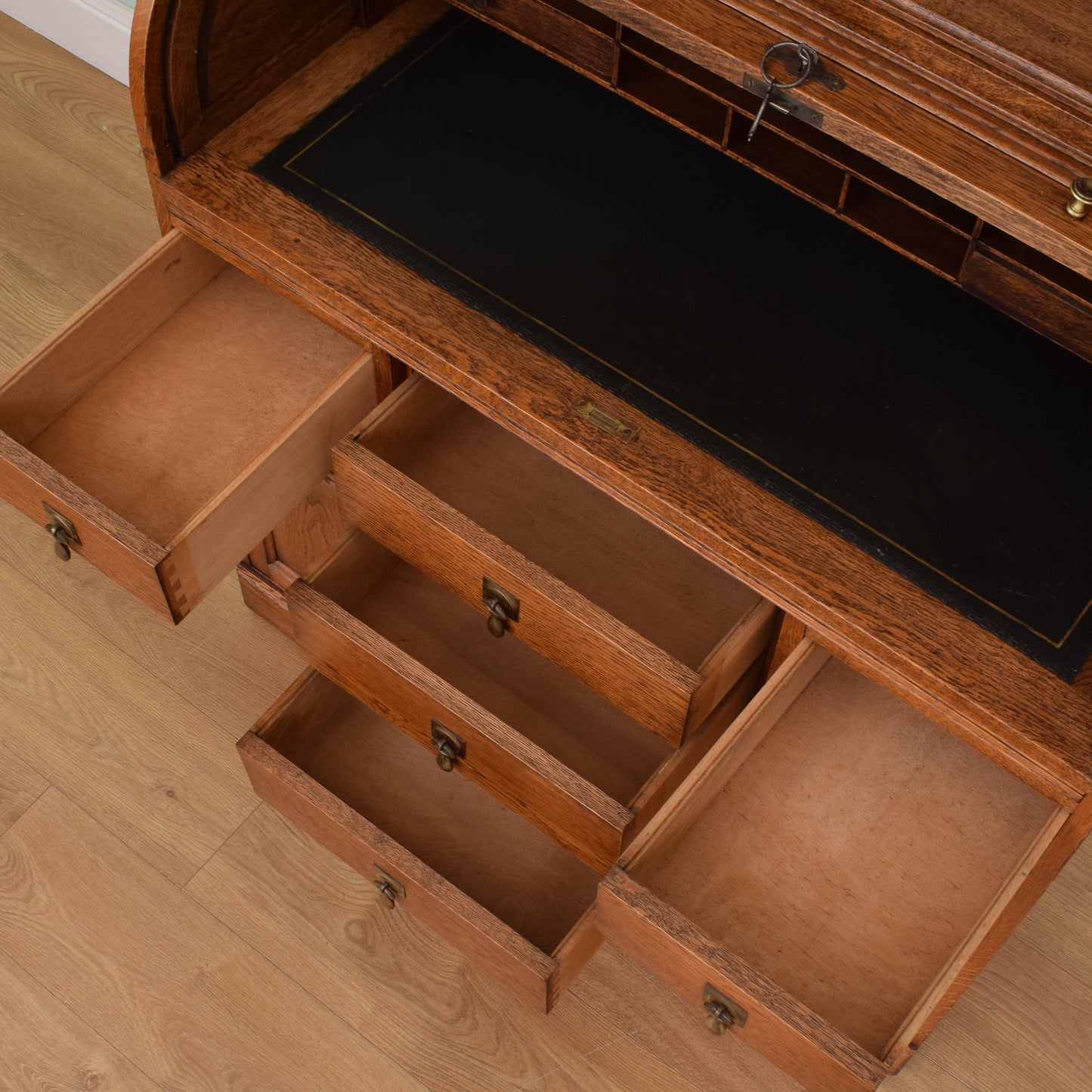 Vintage Oak Roll Top Desk/Bookcase