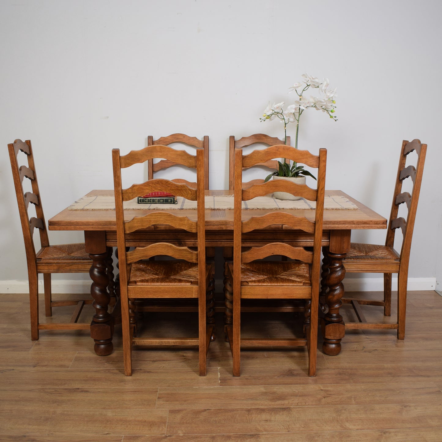 Restored Barley Twist Table And Six Chairs