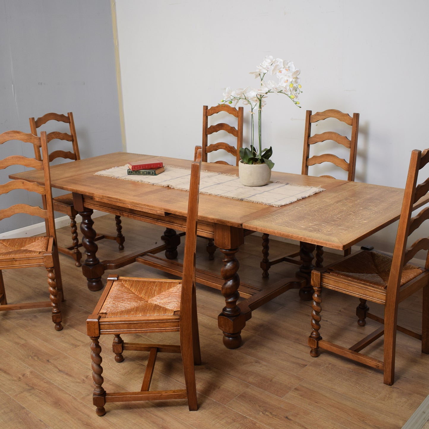 Restored Barley Twist Table And Six Chairs