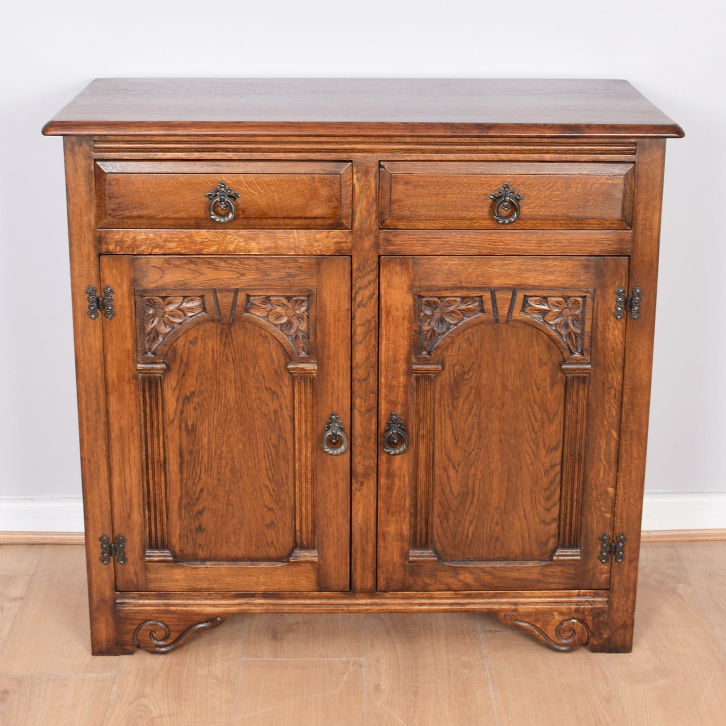 Carved Oak Two-Door Sideboard