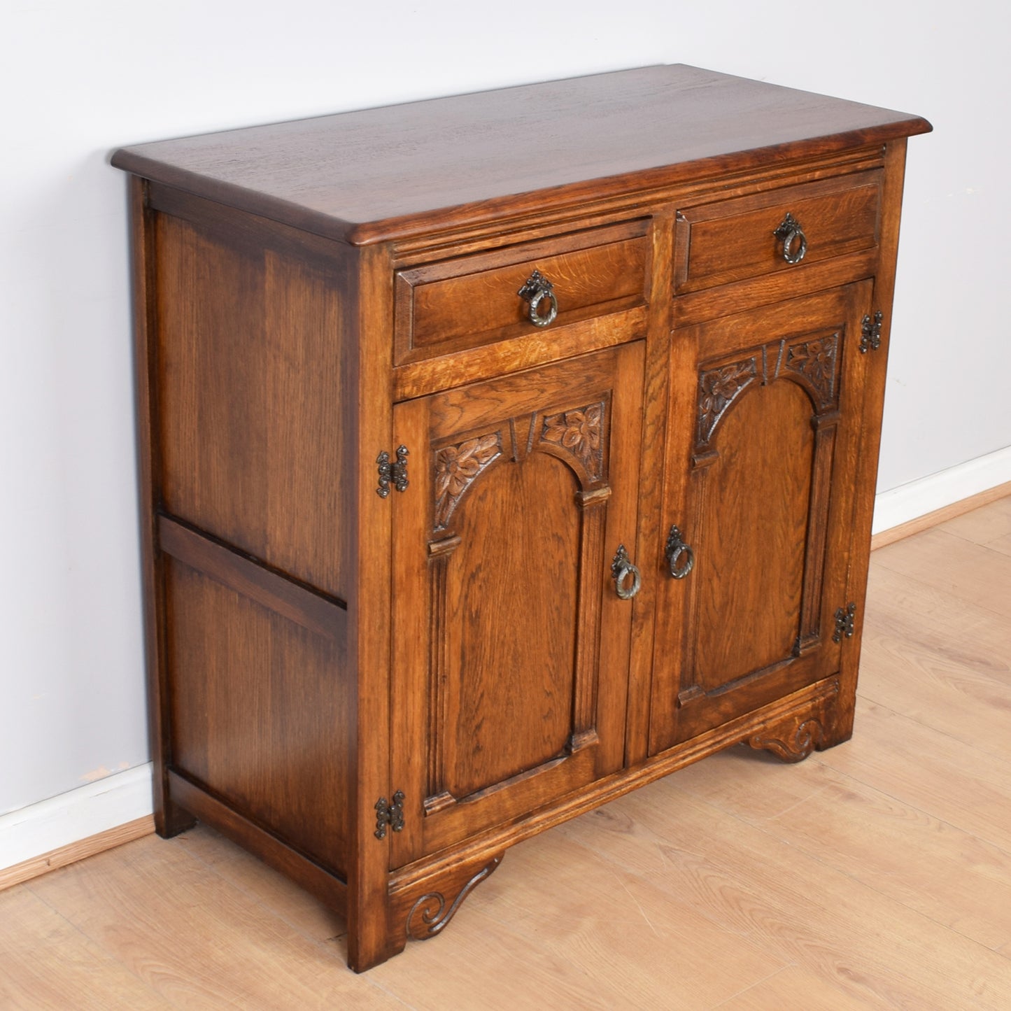 Carved Oak Two-Door Sideboard