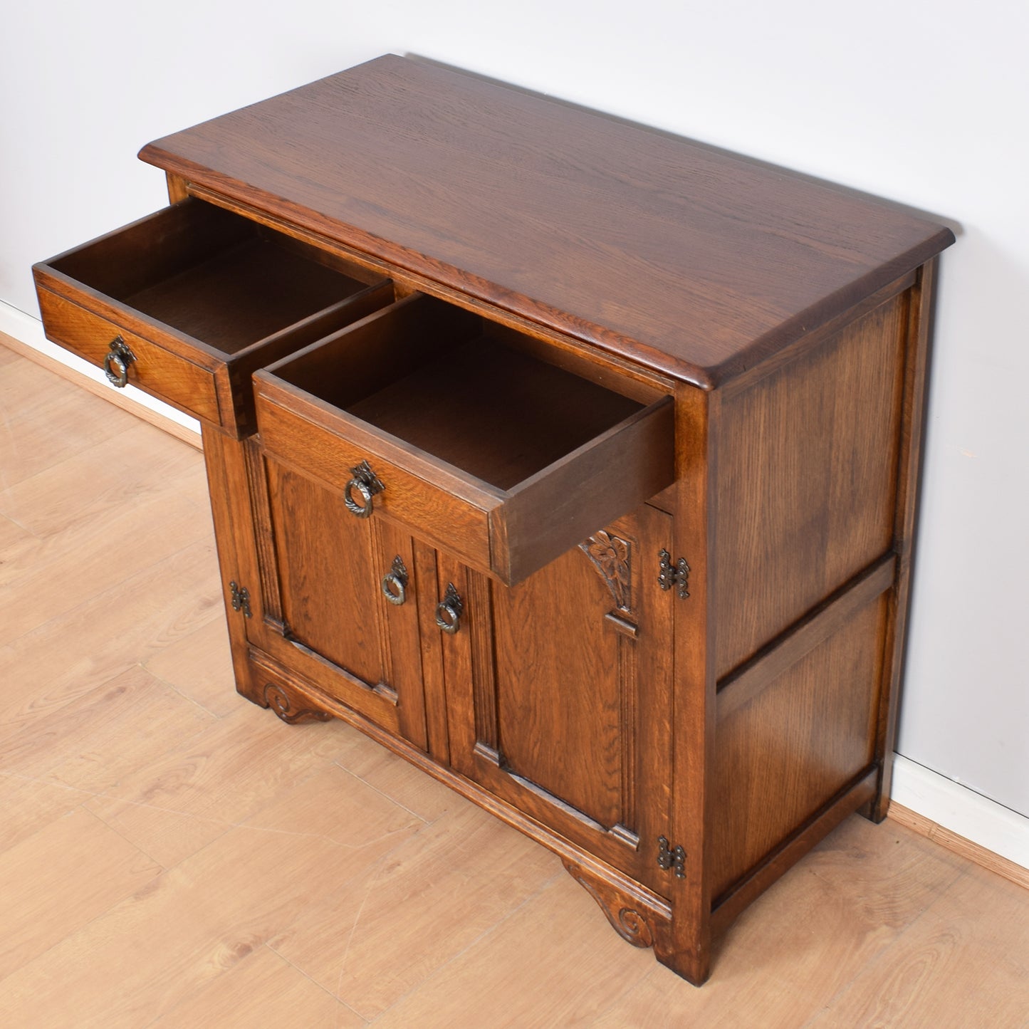 Carved Oak Two-Door Sideboard