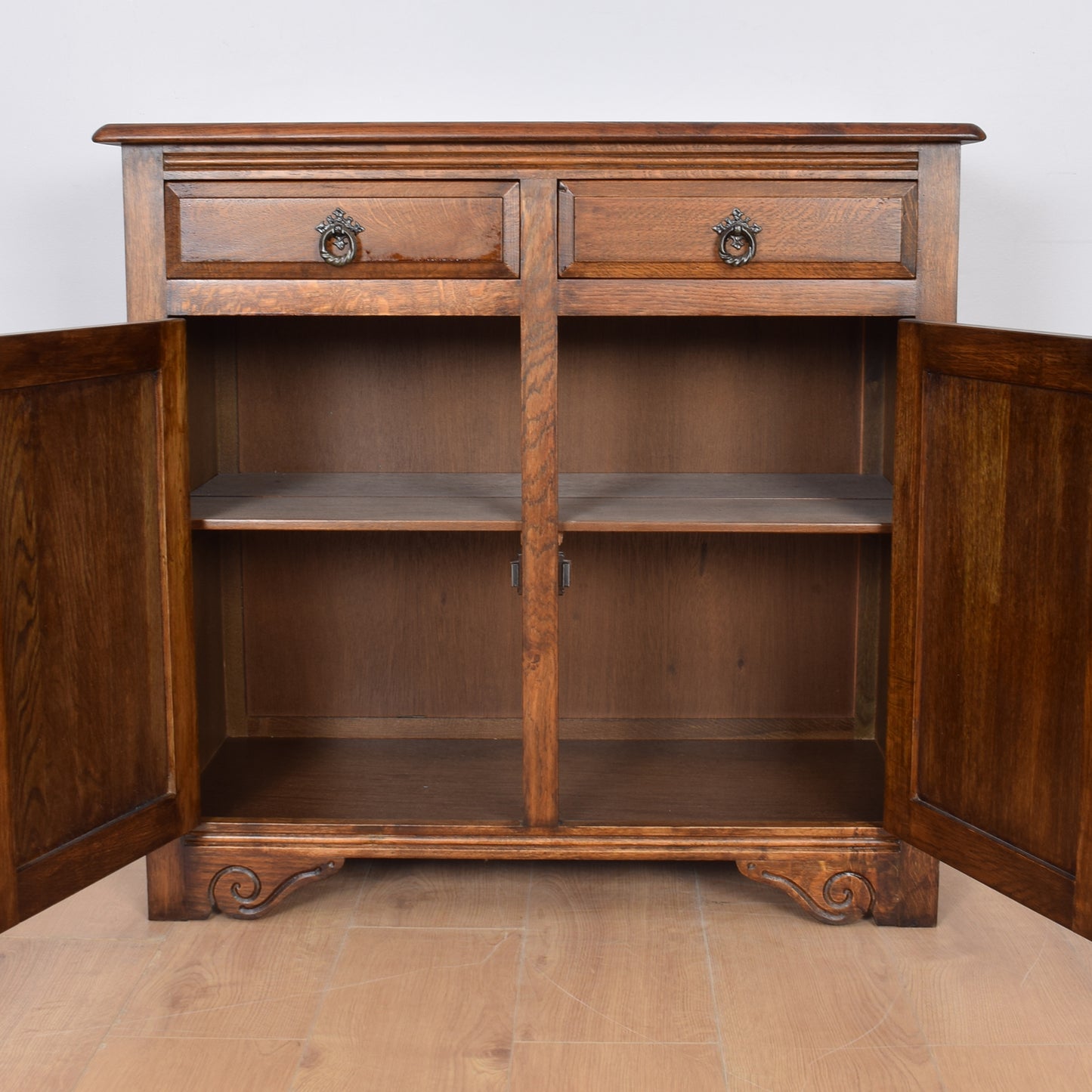Carved Oak Two-Door Sideboard