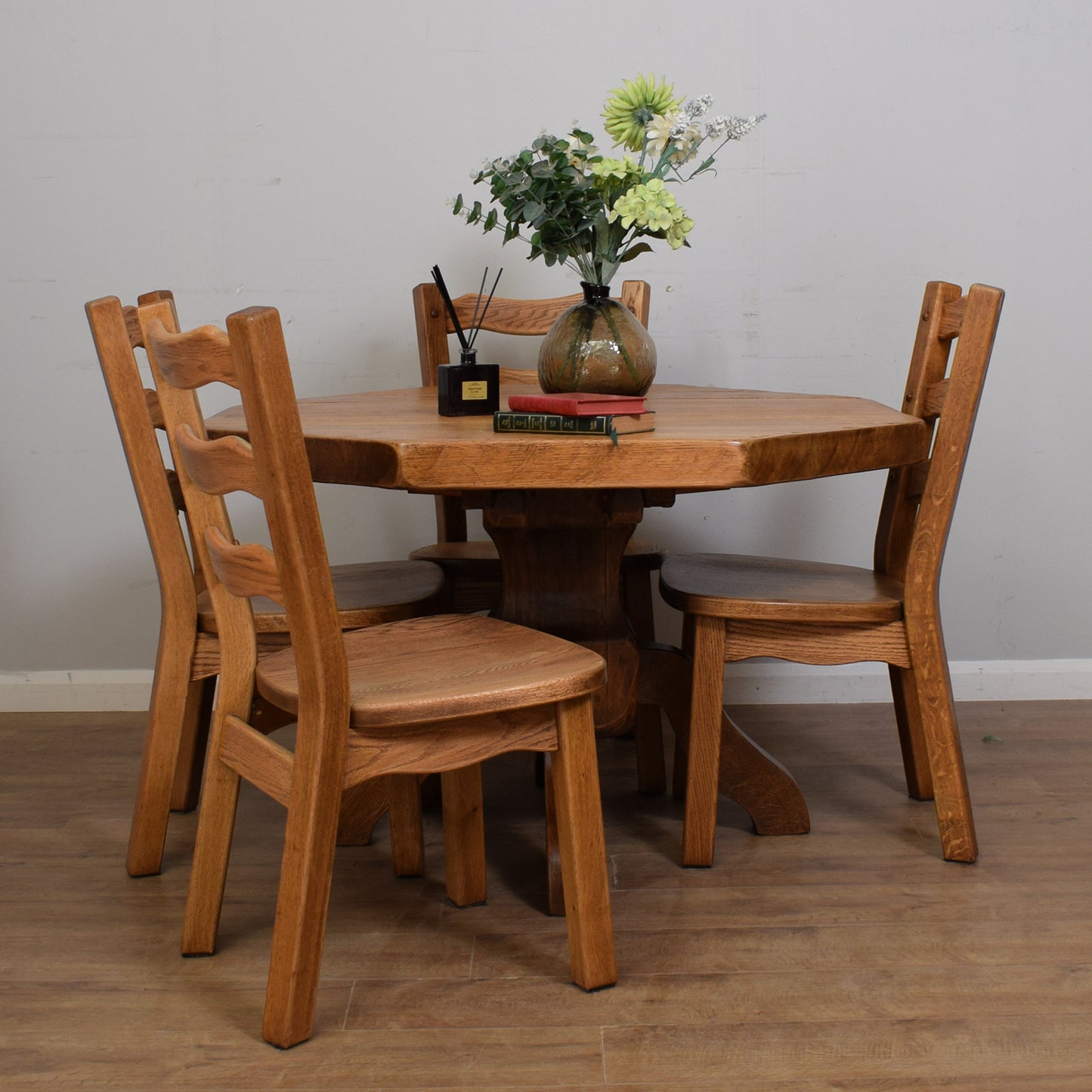 Restored Solid Oak Table And Four Chairs