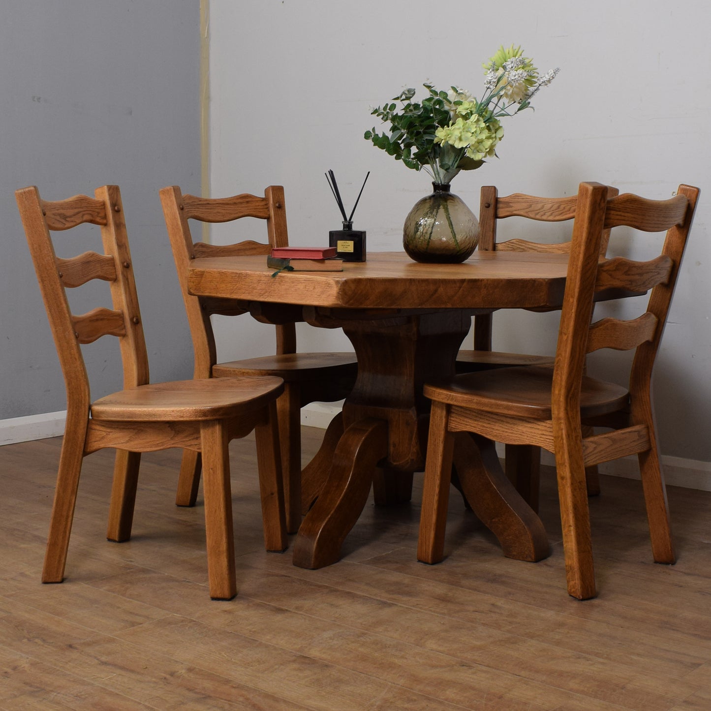 Restored Solid Oak Table And Four Chairs