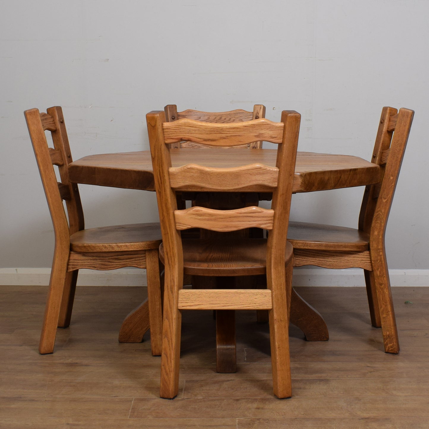 Restored Solid Oak Table And Four Chairs