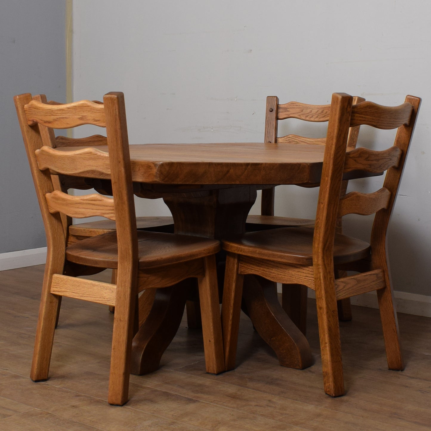 Restored Solid Oak Table And Four Chairs