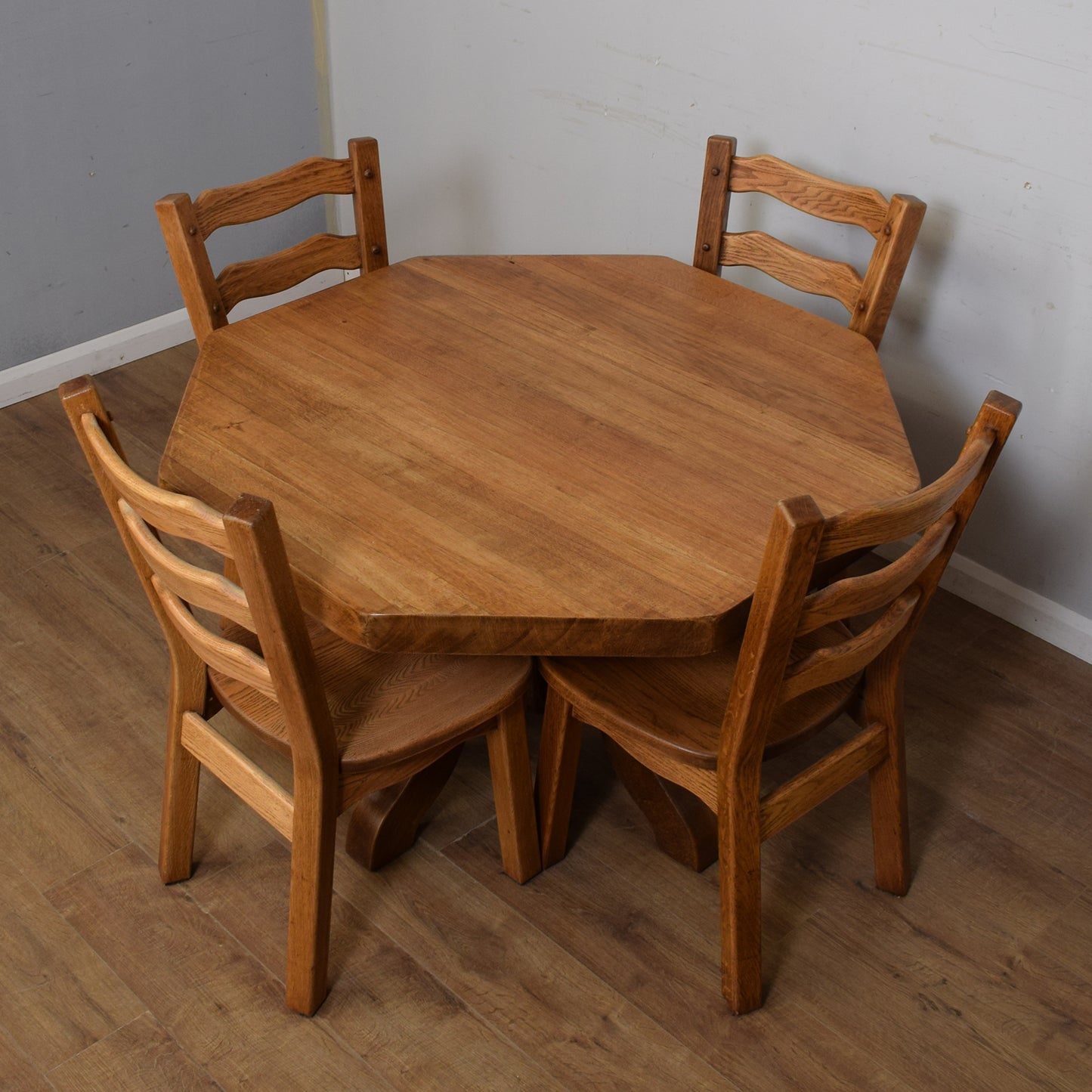 Restored Solid Oak Table And Four Chairs