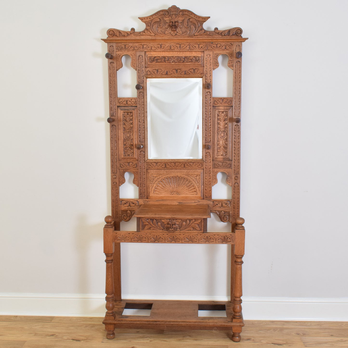 Carved Oak Hall Stand