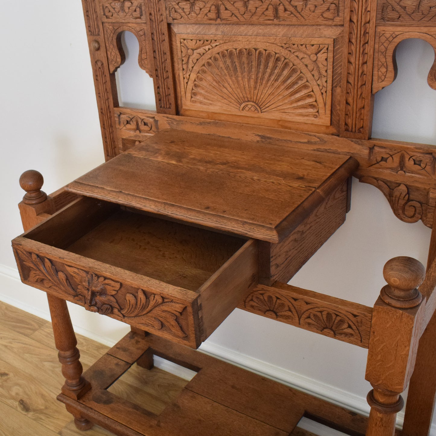 Carved Oak Hall Stand