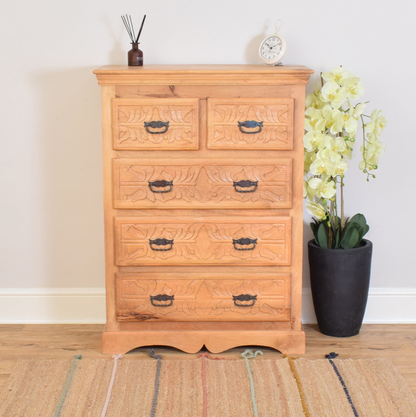 Carved Mango Chest of Drawers
