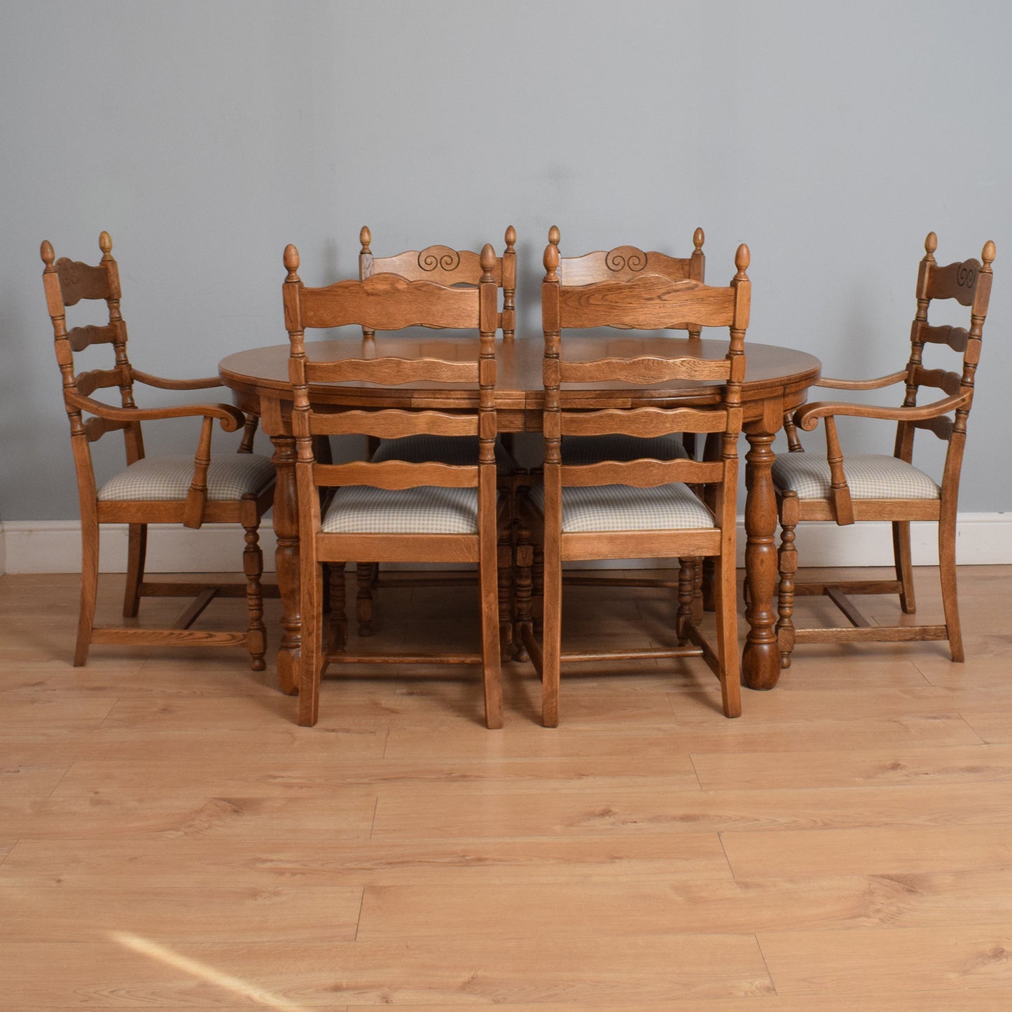 Restored Oak Table and Six Chairs