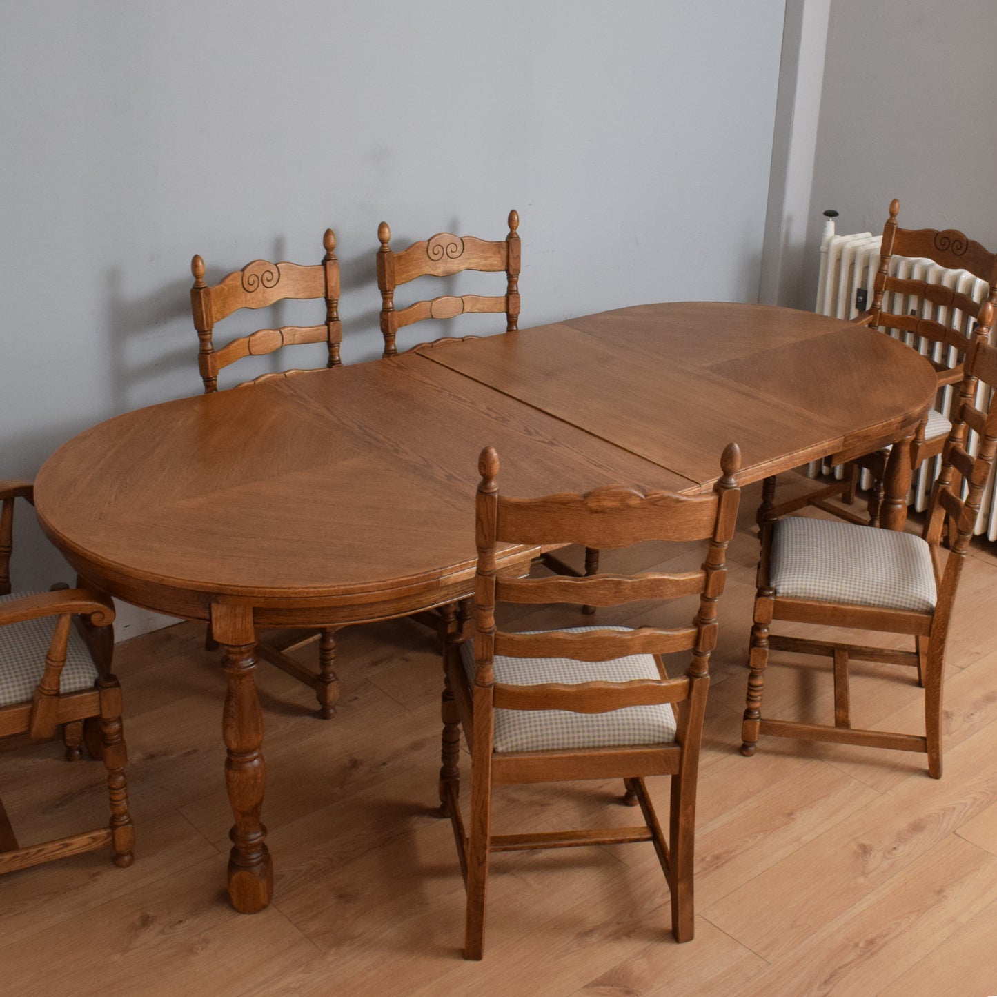 Restored Oak Table and Six Chairs